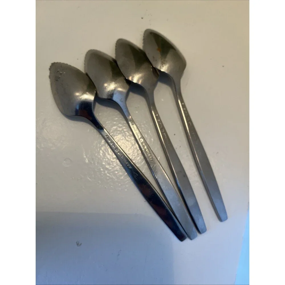 Oneida Will-O-Wisp Vintage Citrus Grapefruit Spoon Stainless Steel Set Of 4